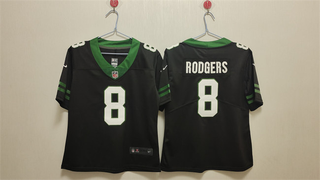 Women's New York Jets #8 Aaron Rodgers Black Vapor Stitched Jersey(Run Small) Women's New York Jets #8 Aaron Rodgers Black Vapor Stitched Jersey(Run Small)