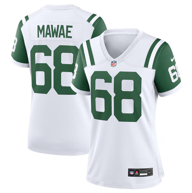 Women's New York Jets #68 Kevin Mawae White Classic Alternate Stitched Jersey(Run Small) Women's New York Jets #68 Kevin Mawae White Classic Alternate Stitched Jersey(Run Small)