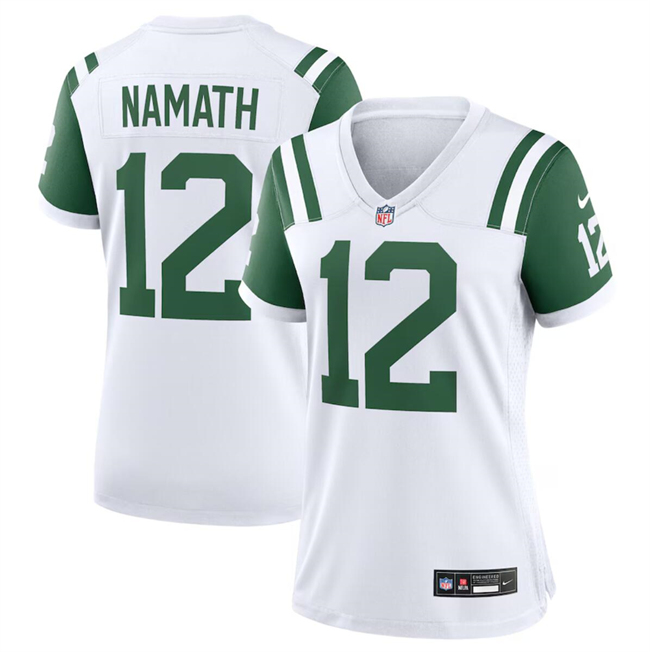 Women's New York Jets #12 Joe Namath White Classic Alternate Stitched Jersey(Run Small) Women's New York Jets #12 Joe Namath White Classic Alternate Stitched Jersey(Run Small)