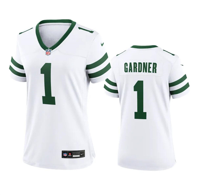 Women's New York Jets #1 Sauce Gardner White 2024 Stitched Football Jersey(Run Small) Women's New York Jets #1 Sauce Gardner White 2024 Stitched Football Jersey(Run Small)