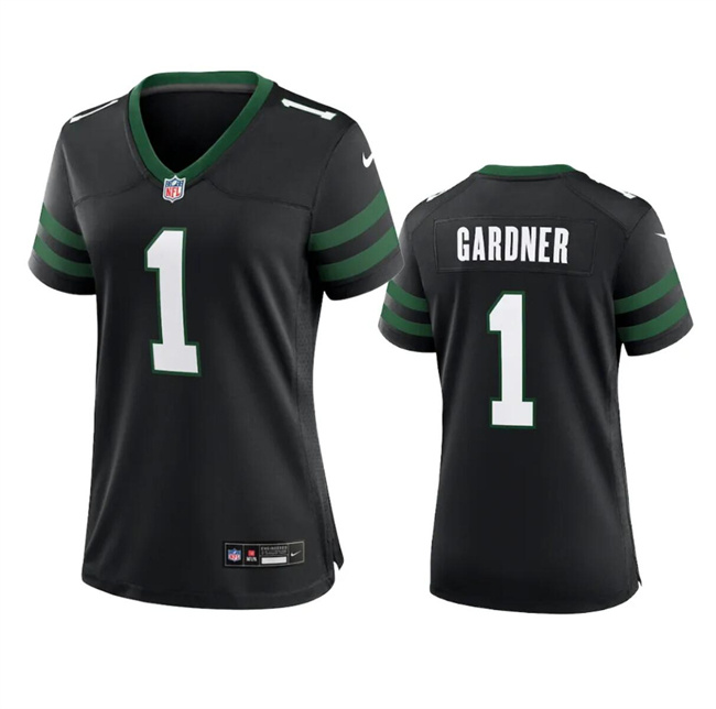 Women's New York Jets #1 Sauce Gardner Black 2024 Stitched Football Jersey(Run Small) Women's New York Jets #1 Sauce Gardner Black 2024 Stitched Football Jersey(Run Small)