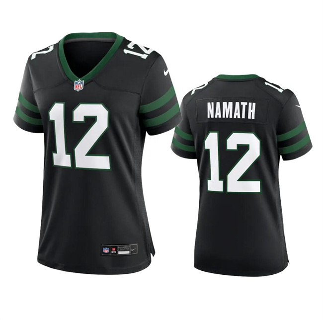 Women's New York Jets #12 Joe Namath Black 2024 Stitched Football Jersey(Run Small) Women's New York Jets #12 Joe Namath Black 2024 Stitched Football Jersey(Run Small)