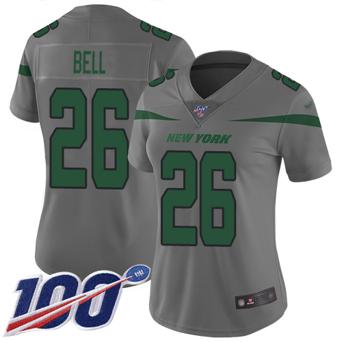Jets #26 Le'Veon Bell Gray Women's Stitched Football Limited Inverted Legend 100th Season Jersey Jets #26 Le'Veon Bell Gray Women's Stitched Football Limited Inverted Legend 100th Season Jersey