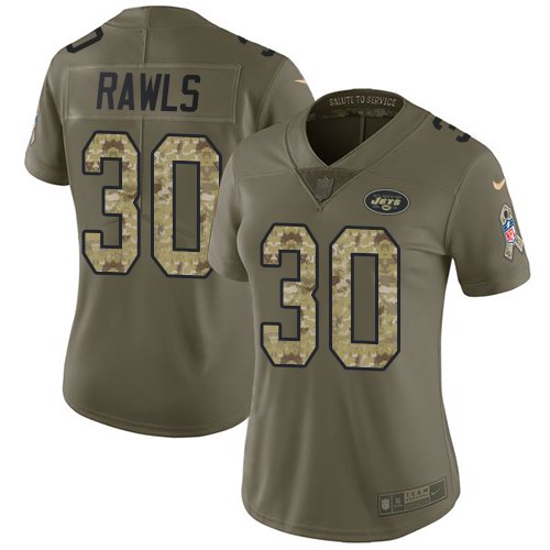 Nike Jets 30 Thomas Rawls Olive Camo Women Salute To Service Limited Jersey Nike Jets 30 Thomas Rawls Olive Camo Women Salute To Service Limited Jersey