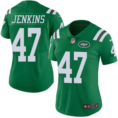 Nike Jets #47 Jordan Jenkins Green Women's Stitched NFL Limited Rush Jersey Nike Jets #47 Jordan Jenkins Green Women's Stitched NFL Limited Rush Jersey