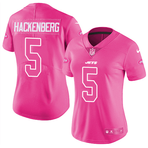Nike Jets #5 Christian Hackenberg Pink Women's Stitched NFL Limited Rush Fashion Jersey Nike Jets #5 Christian Hackenberg Pink Women's Stitched NFL Limited Rush Fashion Jersey