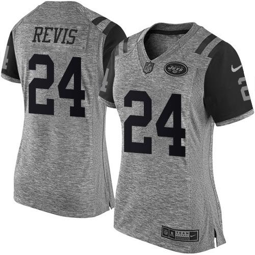 Nike Jets #24 Darrelle Revis Gray Women's Stitched NFL Limited Gridiron Gray Jersey Nike Jets #24 Darrelle Revis Gray Women's Stitched NFL Limited Gridiron Gray Jersey