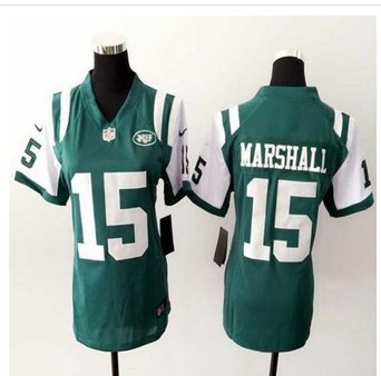 Women New Jets #15 Brandon Marshall Green Team Color Stitched NFL Elite jersey