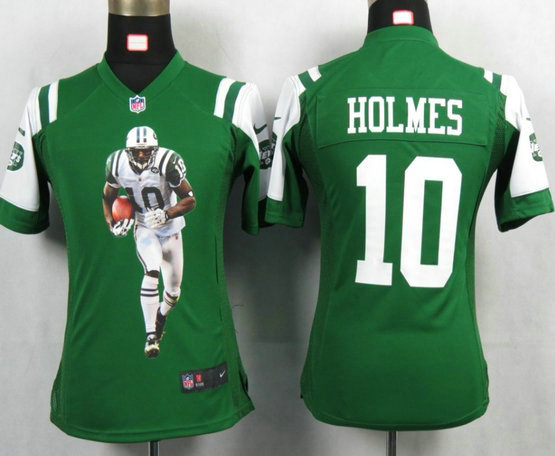 Womens Nike New York Jets 10 Santonio Holmes Green Portrait Fashion Jerseys