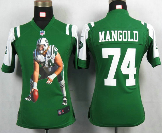 Womens Nike New York Jets 74 Nick Mangold Green Portrait Fashion Jerseys Womens Nike New York Jets 74 Nick Mangold Green Portrait Fashion Jerseys