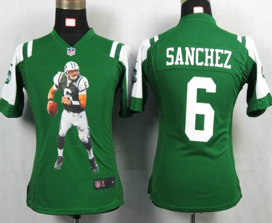Womens Nike New York Jets 6 Mark Sanchez Green Portrait Fashion Jerseys Womens Nike New York Jets 6 Mark Sanchez Green Portrait Fashion Jerseys