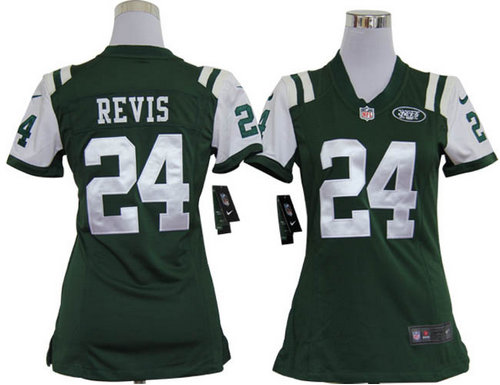 Women Nike New York Jets 24 Darrelle Revis Game Green Jersey