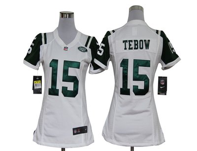 Women Nike NFL New York Jets 15 Tim Tebow Game White Jerseys