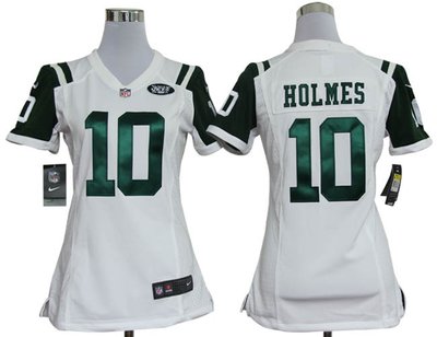 Women Nike New York Jets 10 Santonio Holmes White Jerseys