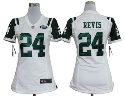 Women Nike New York Jets 24 Darrelle Revis White Jerseys