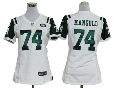 Women Nike New York Jets 74 Nick Mangold White Jerseys