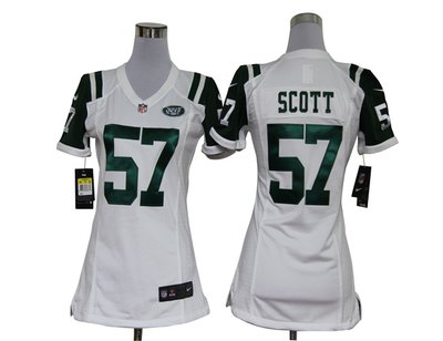 Women Nike New York Jets 57 Bart Scott White Jerseys