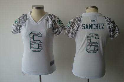 women Zebra Field Flirt New York Jets Mark 6 Sanchez white jerseys