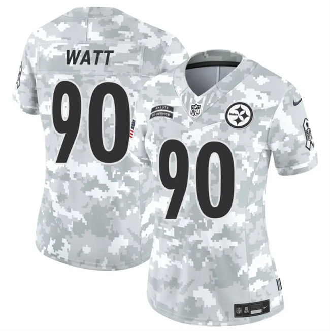 Women's Pittsburgh Steelers #90 T. J. Watt 2024 F.U.S.E Arctic Camo Salute To Service Limited Stitched Football Jersey(Run Small) Women's Pittsburgh Steelers #90 T. J. Watt 2024 F.U.S.E Arctic Camo Salute To Service Limited Stitched Football Jersey(Run Small)