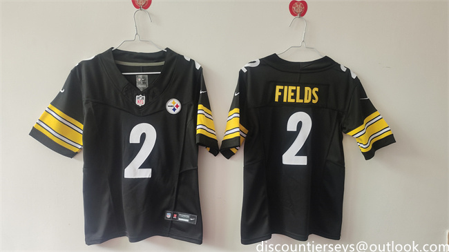 Women's Pittsburgh Steelers #2 Justin Fields F.U.S.E Black Vapor Stitched Football Jersey(Run Small) Women's Pittsburgh Steelers #2 Justin Fields F.U.S.E Black Vapor Stitched Football Jersey(Run Small)