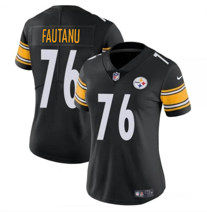 Women's Pittsburgh Steelers #76 Troy Fautanu 2024 Draft Black Vapor Stitched Football Jersey(Run Small) Women's Pittsburgh Steelers #76 Troy Fautanu 2024 Draft Black Vapor Stitched Football Jersey(Run Small)