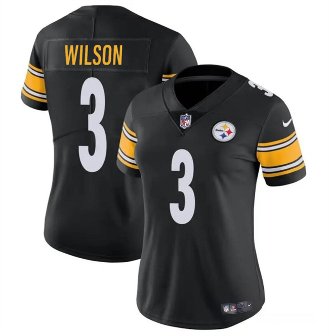 Women's Pittsburgh Steelers #3 Russell Wilson Black Vapor Stitched Football Jersey(Run Small) Women's Pittsburgh Steelers #3 Russell Wilson Black Vapor Stitched Football Jersey(Run Small)