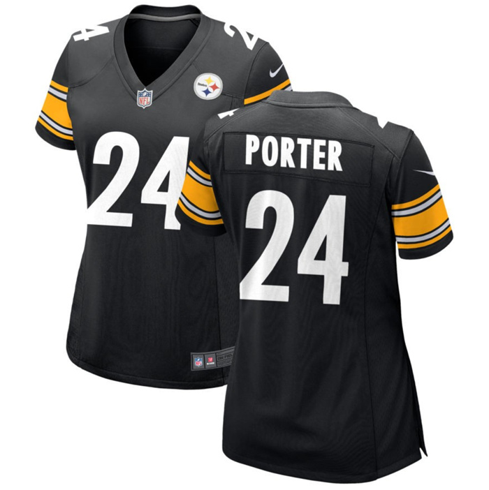 Women's Pittsburgh Steelers #24 Joey Porter Jr. Black Stitched Game Jersey(Run Small) Women's Pittsburgh Steelers #24 Joey Porter Jr. Black Stitched Game Jersey(Run Small)
