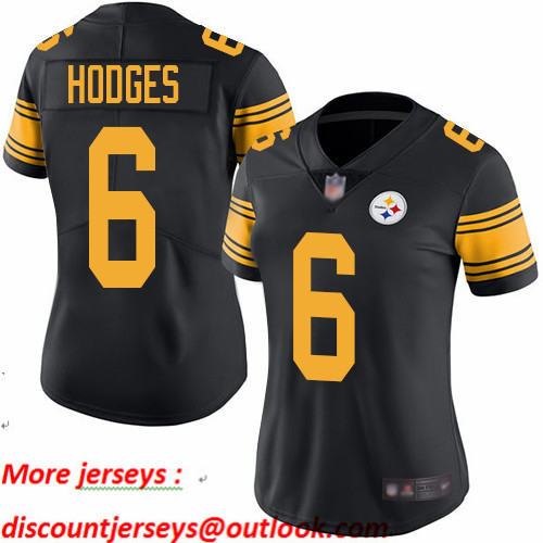 Steelers #6 Devlin Hodges Black Women's Stitched Football Limited Rush Jersey Steelers #6 Devlin Hodges Black Women's Stitched Football Limited Rush Jersey
