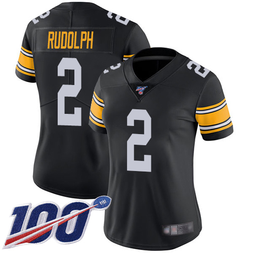 Steelers #2 Mason Rudolph Black Alternate Women's Stitched Football 100th Season Vapor Limited Jersey Steelers #2 Mason Rudolph Black Alternate Women's Stitched Football 100th Season Vapor Limited Jersey