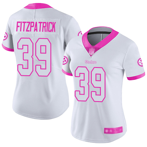 Steelers #39 Minkah Fitzpatrick White Pink Women's Stitched Football Limited Rush Fashion Jersey Steelers #39 Minkah Fitzpatrick White Pink Women's Stitched Football Limited Rush Fashion Jersey