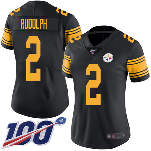 Steelers #2 Mason Rudolph Black Women's Stitched Football Limited Rush 100th Season Jersey Steelers #2 Mason Rudolph Black Women's Stitched Football Limited Rush 100th Season Jersey
