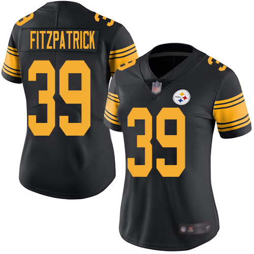 Steelers #39 Minkah Fitzpatrick Black Women's Stitched Football Limited Rush Jersey Steelers #39 Minkah Fitzpatrick Black Women's Stitched Football Limited Rush Jersey
