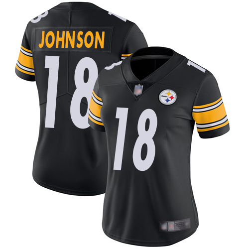 Steelers #18 Diontae Johnson Black Team Color Women's Stitched Football Vapor Untouchable Limited Jersey Steelers #18 Diontae Johnson Black Team Color Women's Stitched Football Vapor Untouchable Limited Jersey