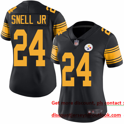 Steelers #24 Benny Snell Jr. Black Women's Stitched Football Limited Rush Jersey Steelers #24 Benny Snell Jr. Black Women's Stitched Football Limited Rush Jersey