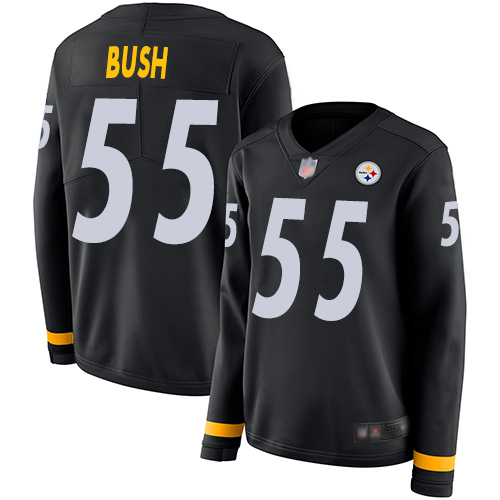 Steelers #55 Devin Bush Black Team Color Women's Stitched Football Limited Therma Long Sleeve Jersey Steelers #55 Devin Bush Black Team Color Women's Stitched Football Limited Therma Long Sleeve Jersey
