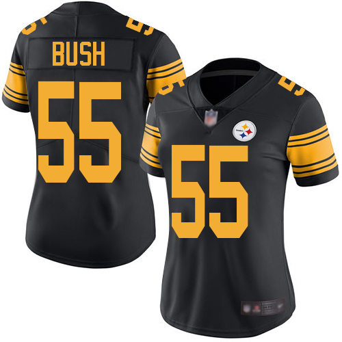 Steelers #55 Devin Bush Black Women's Stitched Football Limited Rush Jersey Steelers #55 Devin Bush Black Women's Stitched Football Limited Rush Jersey