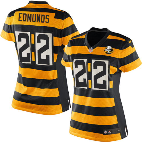 Nike Steelers #22 Terrell Edmunds Yellow Black Alternate Women's Stitched NFL Elite Jersey Nike Steelers #22 Terrell Edmunds Yellow Black Alternate Women's Stitched NFL Elite Jersey