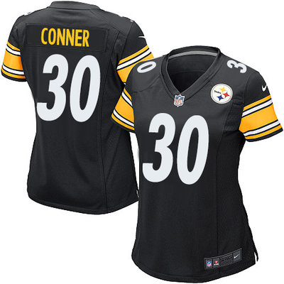 Nike Steelers #30 James Conner Black Team Color Women's Stitched NFL Elite Jersey Nike Steelers #30 James Conner Black Team Color Women's Stitched NFL Elite Jersey