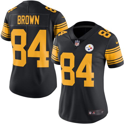 Nike Steelers #84 Antonio Brown Black Women's Stitched NFL Limited Rush Jersey Nike Steelers #84 Antonio Brown Black Women's Stitched NFL Limited Rush Jersey