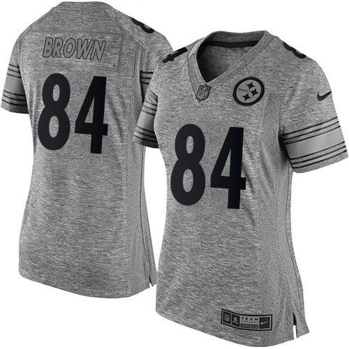 Nike Steelers #84 Antonio Brown Gray Women's Stitched NFL Limited Nike Steelers #84 Antonio Brown Gray Women's Stitched NFL Limited