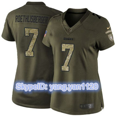 Nike Steelers #7 Ben Roethlisberger Green Women's Stitched NFL Limited Salute to Service Jersey