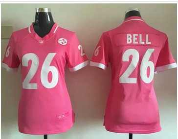Women Nike Steelers #26 Le''Veon Bell Pink Stitched NFL Elite Bubble Gum Jersey