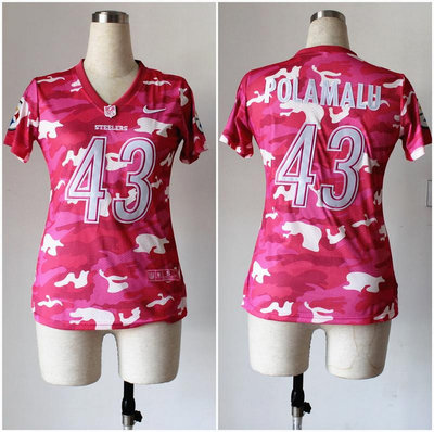 NEW women nfl jerseys Pittsburgh Steelers 43 Troy Polamalu pink(fashion camo)