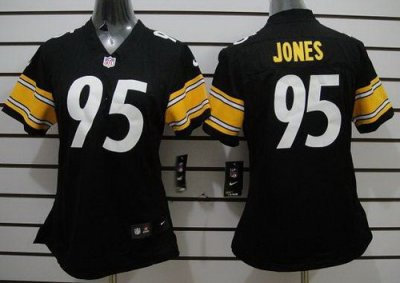 Women NEW Pittsburgh Steelers 95 Jarvis Jones Black NFL Jerseys