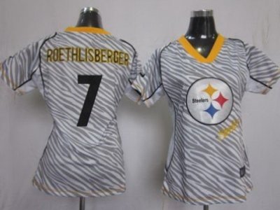 Women Pittsburgh Steelers 7 Ben Roethlisberger FEM FAN Zebra NFL Jerseys