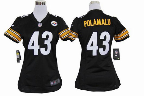 Women Nike Pittsburgh Steelers 43 Popamalu Authentic Game Jerseys