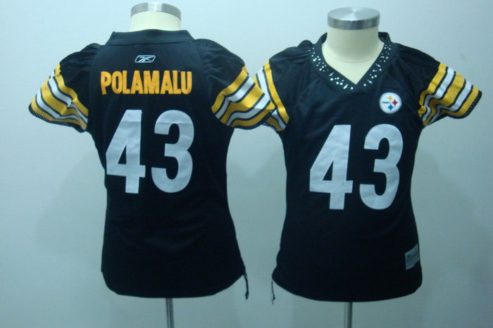 Women NFL jersey Pittsburgh Steelers 43 Troy Polamalu Black