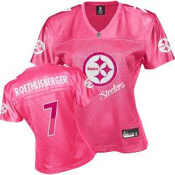 Pittsburgh Steelers #7 Roethlisberger Pink Fem Fan Women Jerseys
