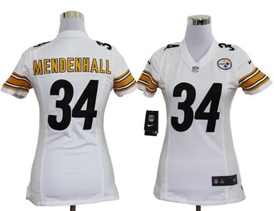 Women Nike Pittsburgh Steelers 34 Rashard Mendenhall White Jerseys