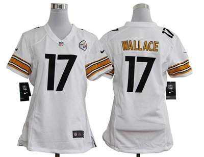 Women Nike Pittsburgh Steelers 17 Mike Wallace White Jerseys